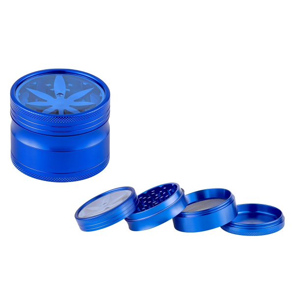 Super Heroes Aluminium Grinder Hanf blau Ø 63mm 4-tlg.