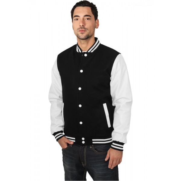 URBAN CLASSICS Oldschool Collegejacke schwarz-weiß