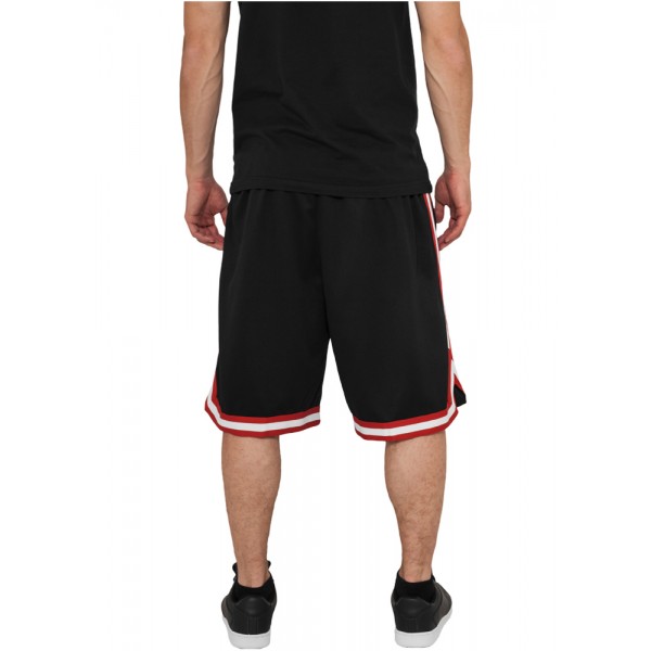 URBAN CLASSICS Stripes Mesh Shorts schwarz-rot-weiß