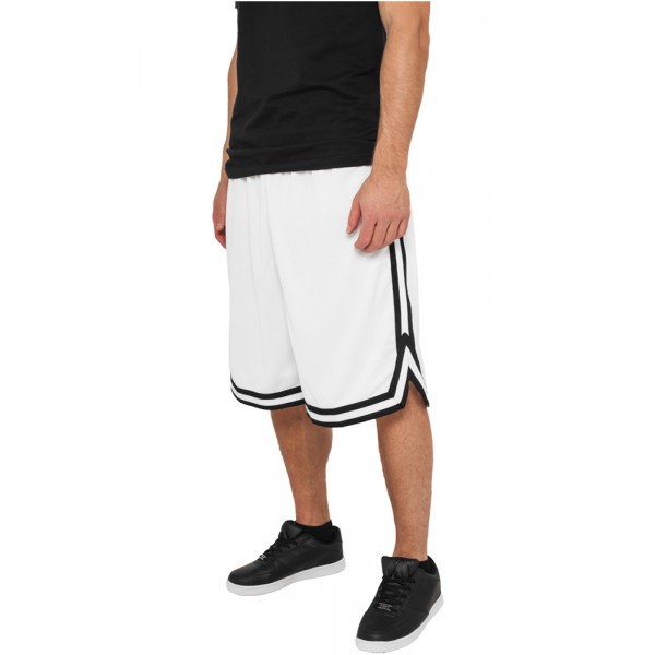 URBAN CLASSICS Stripes Mesh Shorts weiß-schwarz-weiß