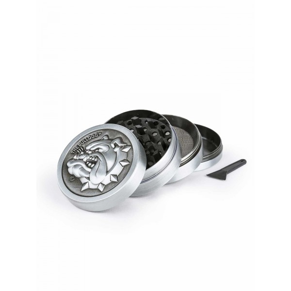 The Bulldog Amsterdam Grinder Gewürzmühle Metall 4-teilig silber Kräutermühle 