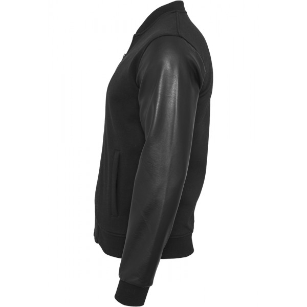 Zipped Kunstleder Sleeve Jacke (schwarz)