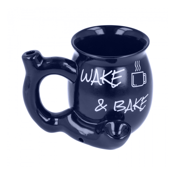 Kaffee- / Teebecher mit integrierter Handpfeife ,,Wake & Bake“