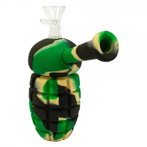 Minibong "Camo Green Grenade" aus Silikon 16 cm