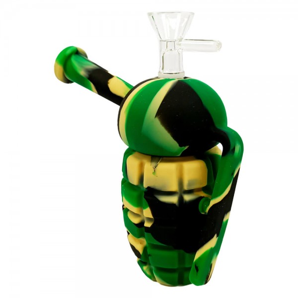 Minibong "Camo Green Grenade" aus Silikon 16 cm