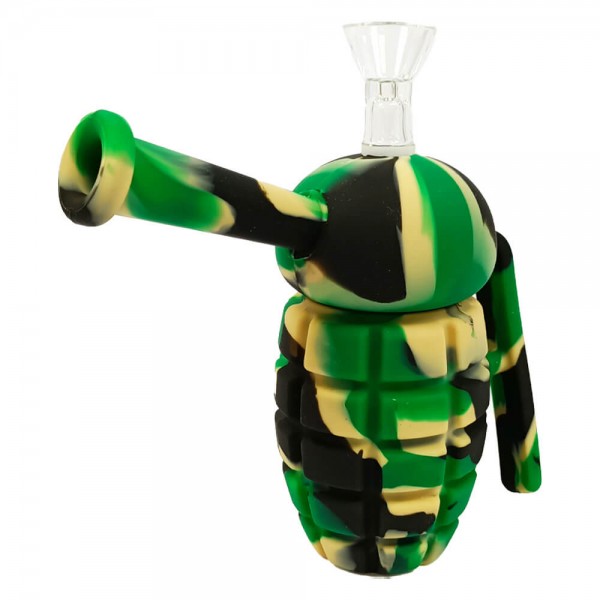 Minibong "Camo Green Grenade" aus Silikon 16 cm